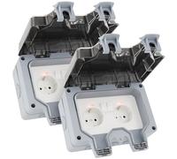 greate 2x double interupteur electrique exterieure verrouillable et étanche - IP66 Protection - multi prise exterieure étanche double - multiprise etanche exterieur, multiprise étanche