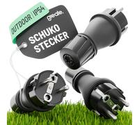 greate 3 fiches Schuko 230 V étanches selon IP54 - Fiche Schuko d'extérieur avec protection anti-torsion et décharge de traction