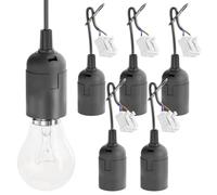 greate. 6 x douille E27 noire avec connecteur rapide - porte lampe E27 avec câble - porte ampoule E27 max. 60 W 250 V - douille e27 plastique, porte lampe E 2, douille