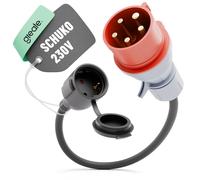 greate Adaptateur triphasé en monophasé - Adaptateur CEE 16A vers prise Schuko avec câble 50 cm & protection IP44