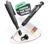 greate Crayon Bricolage avec 7 mines et taille-crayon - Pour bois, métal, plastique, carrelage, etc. - outillage electricien, crayon chantier, porte mine