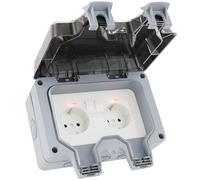 greate double interupteur electrique exterieure verrouillable et étanche - IP66 Protection - multi prise exterieure étanche double - multiprise etanche exterieur, multiprise étanche