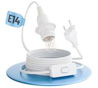 greate Douille E14 avec câble et interrupteur blanc 3,5 mètres - Douille pour lampe avec prise max. 60W 250V - cable lampe de chevet, douille lampe de chevet, douille ampoule, support de lampe