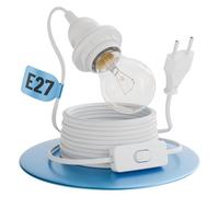 greate Douille E27 avec câble et interrupteur blanc 5 mètres - Socle ampoule E27 avec prise max. 60W 250V - Douille avec interrupteur, suspension luminaire, porte douille ampoule, cable luminaire