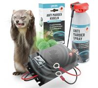 greate kit Complet Anti-fouine - répulsif fouine Voiture avec raccord Batterie 12V + Spray Anti-fouine 400 ML + 4X Boules parfumées répulsives fouine avec Support