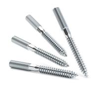 greate Lot de 4 vis à double filetage M10 galvanisées 100 mm - Pour embout Torx TX25/clé SW8 - Vis à double filetage en acier galvanisé pour montage de colliers de serrage sur façades - Broche à vis