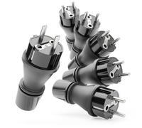 greate Lot de 6 prises mâles 220 V étanches IP54 - Fiche mâle avec protection anti-torsion et soulagement de tension - Fiches électriques 2 pôles 16 A & 3,7 kW - Prise noire 230 V IP54