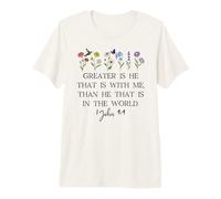 Greater is He That is in Me 1 John 4:4 Christian Bible Verse T-Shirt Haut de Gamme