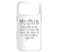 Greater is He That is in Me Christian 1 John 4:4 Bible Verse Coque pour iPhone 17 Pro Max