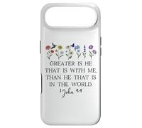 Greater is He That is in Me Christian 1 John 4:4 Bible Verse Coque pour iPhone Air