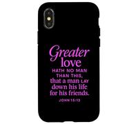 Greater Love Hath No Man John 15:13 Verse biblique Coque pour iPhone X/XS