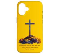 Greater Love Hath No Man Than This - John 15:13 Jesus Cross Coque pour iPhone 16