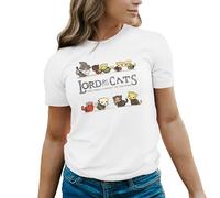 GREATFITS Funny Lord of The Cats LOTR Parody T-Shirt Blanc pour Femme