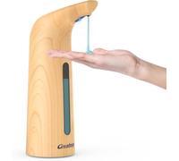Greatmay Distributeur de savon automatique avec 4 niveaux réglables, électrique, 300 ml, sans contact, avec capteur, étanche IPX6, pour salle de bain, cuisine (bois clair)