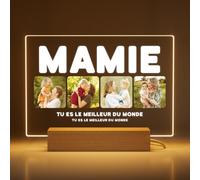 Greatminer Cadeau Mamie avec Photo et Dédicace - Idée Cadeau Fête des Grands-Mères Anniversaires - Cadre Photo Mamie Personnalisé - Verre Acrylique 18x14 cm avec Option de Socle LED