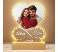 Greatminer Photo Personnalisée Cadre Cœur Infini avec Texte - Cadeau Couple Original pour Saint Valentin, Anniversaire, Noël - Cadeau Personnalisé Photographies