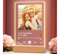 Greatminer Plaque Spotify Personnalisé avec LED - Cadre Photo Personnalisé avec Photo, Cadeau photo personnalisé pour la Saint-Valentin et Noël