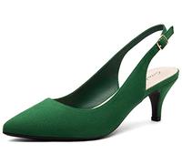 Greatonu pour Femmes Chaussures Pompes Sandales en Cuir PU Talon Moyen EU 37 Vert