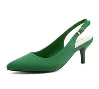 Greatonu pour Femmes Chaussures Pompes Sandales en Cuir PU Talon Moyen EU 40 Vert