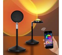 GreatPro Lampe RVB coucher de soleil Bluetooth 16 millions de couleurs avec minuteur / 180° / musique Sync Sunset Lampe de projection pour photographie, selfie, décoration de salon, contrôle APP
