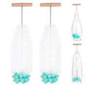 GREATRICH 2 Pièces Goupillon Bouteille, 32cm Brosse Bouteille Nettoyage avec Manche en Bois, Compatible Sodastream Bouteille Verre et Plastique, pour Carafes, Bouteilles Soda, Biberons, Gourdes