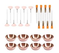 GREATRICH 24Pcs Pinceau Masque Visage, Brosse Visage Professionnelle, Accessoires Esthétique, 8 Bols à Masque, 8 Pinceaux Éventail, 8 Pinceaux Plats, pour Soins à Domicile ou Spa, Masque DIY