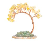 GREATRICH Arbre de Vie en Quartz Jaune Fait Main, Objet Decoration pour Maison et Bureau, Decoration Salon Élégante, Deco Bureau Feng Shui pour Prospérité, Deco Maison et Cadeau pour Femmes et Maman