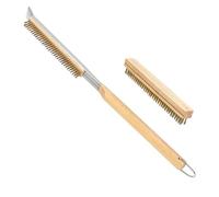 GREATRICH Brosse Four a Pizza 53,3 cm avec Grattoir et Tête de Rechange, Brosse Barbecue en Poils pour Pierre a Pizza, Manche en Bois, Accessoire Four Pizza pour Fours Extérieurs Gaz Électriques