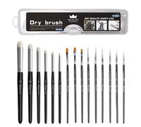GREATRICH Dry Brush Modélisme Pinceaux, Ensemble de 15 Pinceaux Peinture Acrylique : 9 Pinceaux Fin pour Détails + 6 Dry Brush pour Effets, Idéal pour Warhammer 40k, Maquettes et Miniatures