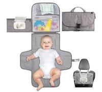 GREATRICH Matelas à Langer Bébé, Tapis à Langer Nomade Imperméable, Matelas à Langer de Voyage Portable avec Distributeur de Lingettes, Sac à Langers Pliable et Lavable pour Bébé, Gris