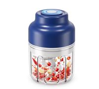 GREATRICH Mini Hachoir Électrique 320ml, Mini Mixeur Vegetable Chopper avec 6 Lames en Acier Inoxydable, Coupe Légumes Electrique USB pour Oignon, Viande et Ail, Sans BPA, Bleu, Mixeur Plongeant