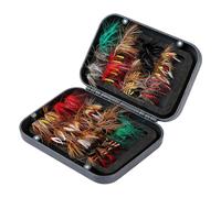 GREATRICH Nsemble de Pêche à la Mouche, 64 Poppers et Mouches Artificielles pour Truite et Achigan, Kit Complet avec Boîte de Stockage, Idéal pour la Pêche Truite et Les Articles de Pêches
