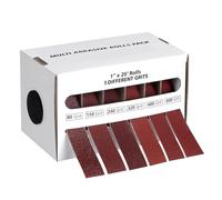 GREATRICH Papier Abrasif, 6 Rouleaux Rouleau Papier Atelier, 25mm x 6m Papier a Poncer a l'Eau, Grammages 80/150/240/320/400/600 pour Ponçage à Sec ou Humide, pour Bois, Métal, Meubles