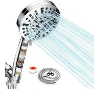 GREATRICH Pommeau de Douche Anti Calcaire, Pommeau de Douche Haute Pression Economie d'Eau avec Filtre, Pomme de Douche avec Tuyau et Filtrant, 10 Types de Jets, Tête de Douche avec 15 Filtres