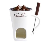 GREATRICH Tasse Fondue Chocolat Bougie, Mug Fondue au Chocolat en Céramique 130ml avec Cuillères pour Chocolat et Fromage, Services Appareil Caquelon Fondue pour Maison et Voyage (Blanc)