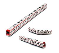 GREATRICH Train Jouet Aimanté en Alliage pour Enfants de 3+Ans, Modèle Réduit 1/64 avec 4 Wagons, Jouet Train Enfant 3 Ans, Trains à Grande Vitesse Rouge et Blanc, Cadeau d‘Anniversaire