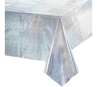 GREATRIL Nappe Argenté Anniversaire Pailletée - Nappe Jetable Rectangulaire Foil Brillant Fête Décoration pour Disco Noël EVJF Nouvel an Hollywood Anniversaire Retraite Décoration