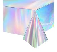 GREATRIL Nappe Irisé Anniversaire - Holographique Nappe Fête Rectangulaire Foil Brillant Jetable Fête Décoration pour Kpop Sirène Congelé Monde sous Marin Décoration