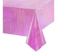 GREATRIL Nappe Rose Anniversaire Pailletée - Fille Nappe de Fête Jetable Foil Brillant Fête Décoration pour Kpop Princesse Dollhouse Licorne Chat Pig Mouse Enfants Papillon Baby Anniversaire Fête