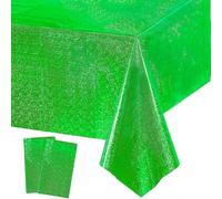 GREATRIL Nappe Vert Anniversaire Pailletée - Nappe Jetable Rectangulaire Foil Brillant Fête Décoration pour Minecraft Tropical Jungle Garcon Foot Saint Patrick Décoration