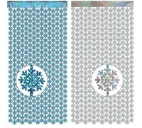 GREATRIL Snowflake Metallic Rideau Argent Bleu - Paillette Serpentins Métallique Frange Snowflake Winter Wonderland Après Ski Glace Fête d'anniversaire