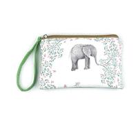 GreatRise 18 x 12 cm Porte-monnaie avec imprimé éléphant Mini porte-monnaie Petit porte-monnaie portable en toile Porte-monnaie avec fermeture éclair pour clés, casque rouge à lèvres, cartes Blanc 18