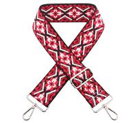 GreatRise 5 cm de large Sangle de sac de rechange universelle Bandoulière réglable avec motif de tricot Bandoulière amovible pour sac à bandoulière sacs à main 75-135 cm Rouge fer noir