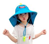 GreatRise Chapeau de protection solaire unisexe pour enfant avec grand protège-nuque, sifflet, large bord, protection UV UPF 50+, pliable, chapeau de plage pour garçons et filles, plage, natation