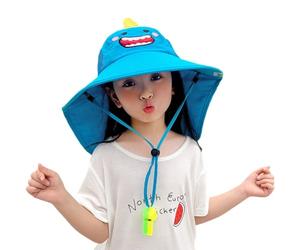 GreatRise Chapeau de protection solaire unisexe pour enfant avec grand protège-nuque, sifflet, large bord, protection UV UPF 50+, pliable, chapeau de plage pour garçons et filles, plage, natation