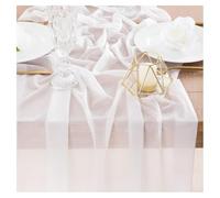 GreatRise Chemin de table en mousseline 75 × 300 cm - Pour mariage, fromage, tulle - Style bohème - Décoration de table rustique - Pour fêtes d'anniversaire, cuisine, décoration de table - Blanc