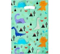 GreatRise Lot de 10 sacs cadeaux pour anniversaire d'enfant, 17 x 25 cm, avec motif dinosaure, Pâques, cookie, petit cadeau pour fête, Noël, mariage, vert