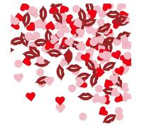 GreatRise Lot de 100 confettis en forme de cœur rouges creusés et fermes - Confettis Love dorés et rouges - Lèvres rouges - Paillettes - Pour Saint-Valentin, mariage, décoration de table - Lèvres