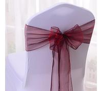 GreatRise Lot de 100 nœuds de chaise en organza - Pour mariage, anniversaire, fête - Bordeaux