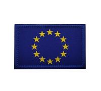 GreatRise Lot de 2 écussons de drapeau de l'Union européenne - Insigne militaire - 8 × 5 cm - Crochet et boucle - Drapeau européen brodé - Multicolore - Patch autocollant pour vêtements, sac à dos,